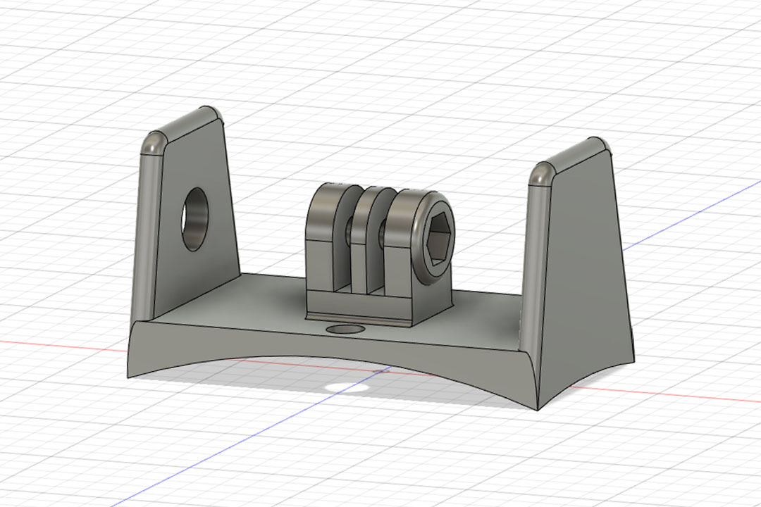 Image of the GoPro 8 Cookie G4 cutaway mount CAD design